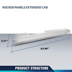 Rocker Panels For 2007-2013 Chevy Silverado   Gmc Sierra Extended Cab silver 