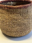 Antique Native American Indian Hand Woven Basket  Old Red Trade Cloth  1880 s