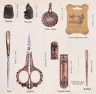 Vintage Embroidery Scissors Kit  Victorian Needlework Small  Antique Copper
