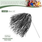 10pcs Cheerleader Pom Poms Spirit Shakers With Long Handle  Black White