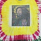 Vtg Bob Marley T Shirt Xl 90 s  Reggae Single Stitch Tie Dye Blue Hair Prod Usa