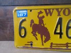 Expired 1987 Wyoming Car License Plate 6 464 Aj
