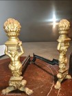 Antique Vintage Cast Iron Fireplace Andirons
