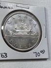 1963 Canada 1 Dollar Large Silver Coin Voyageur