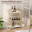 Bar Cart For Home  Mini Rolling Wine Cart  3 Tier Serving Cart  Kitchen Storage 