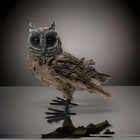 Vtg Premium Lodge Owl Sculpture Metal Face Feet Rustic Cabin Decor