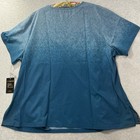 Koi Basics Scrub Top Cali Ombr   V-neck 3x Short Sleeve Nwt Teal Blue