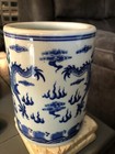 Antique  Chinese Blue And White Dragon Porcelain Brush Pot 5 5 