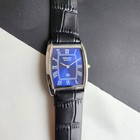 Vintage Seiko Slim Quartz Blue Face Gentlemen s Wrist Watch - Free Shipping