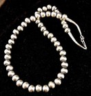 Native American 12 Mm St Silver Bead Necklace 24  Rare Sale G424