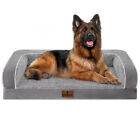 L Xl Xxl Dog Beds Gray Orthopedic Foam Pet Cushion Removable Cover 3side Bolster