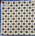 Nwt Eton Silk Pocket Square Blue Four Squares Pattern One Size Made In Italy