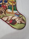 80 s Wool Needlepoint Christmas Stocking Cats Window Cotton Velvet Backed