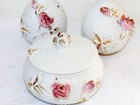 Vintage 6 Piece Perfume Bottle Set 2 Bottles 1 Daubers Powder Box Dish Lid Roses
