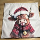 Decorative Throw Pillow Cover 18x18 Inch Single  Sided Christmas Highland Cow