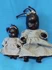 Pair Of Antique Bisque Porcelain Black Jointed Baby Dolls Vtg African American
