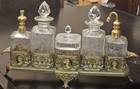 Antique French Gilt Bronze   Glass Vanity Set  6 Pc  Late-19th C
