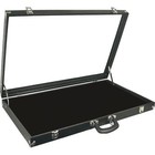 2 Black Glass Top Travel Jewelry Display Carrying Case 30  X 17 1 2 