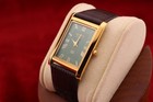        Vintage Seiko Slim Quartz Gentlemen s Green Dial  dark Brown Dress Watch
