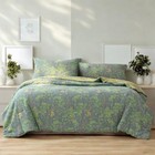 New Anthro Blue Green Floral Reversible King Size Bedspread Blanket Sham Set