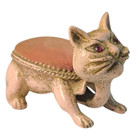Vintage Metal Jeweled Moving Head Cat Pin Cushion Sewing Italy Florenza Pink