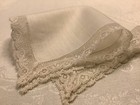  7851    vintage 30s Fancy French Linen   Fine Lace Wedding Handkerchief