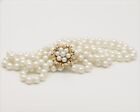 Vintage Double Strand 6 5mm Pearl 24  Necklace With 14kt Gold Diamond Clasp