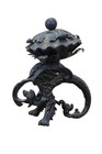 Vintage Cast Iron Dragon Griffon Compote Candle Holder Lidded Dish 8 