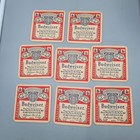 Vintage Lot Of 8 Budweiser Beer Beechwood Aged Cardboard Coasters 3 5  Nos