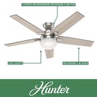 Hunter Fan 52 Inch Brushed Nickel Indoor Ceiling Fan With Remote And Led Light