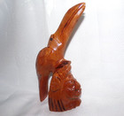 Hand Carved Wood Toucan Tropical Bird Sculpture On Man s Head Figurine Belize 7 
