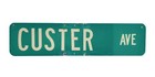 Authentic Retired Green Metal Custer Ave Street Sign Reflective Road 24 X 6 