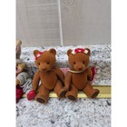 Valentine Teddy Bears Elf Miniature Figurines Lot 4 Red Heart Bows