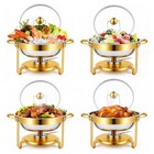 Round Chafers Buffet Set 7qt Chafing Dish Buffet Set Gold 316 Stainless Steel