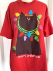 Vintage 1994 Christmas Lights Cat Short Sleeve Shirt Xl Fruit Loom Heavy Holiday