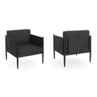 Black Aluminum Patio Club Chair Set Of 2  Water-resistant Cushions