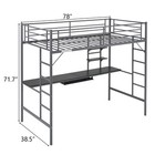 Heavy-duty Twin Metal Loft Bed Frame W  Desk And 2 Shelf Ladders For Teens