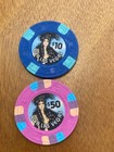 Lot Of 2 Viva Las Vegas Casino Poker Chips 1  50 00 1  10 00 Chips Fantasy