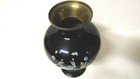 Oriental Black Enamel Brass Vase Urn With Inlaid Mother Of Pearl Peacocks 9 5 