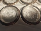 Lot Of 8 Vintage Silverplate Rim Glass Coasters Starburst Print Leonard Italy 