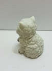 Homco White Persian Ceramic  vintage Kitten Cat Figurine Blue Eyes With Bow  1428