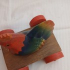 Antique Hand Carved Painted Wooden Chicken Bird Rooster Folk Art String Pull Toy