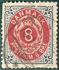 1902-04 Denmark 8   Stamp   Sc  44d Mi  25izba   Used   Watermark 113