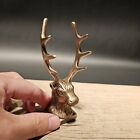 Antique Style Brass Elk Deer Stag Pen Holder Desk Stand