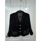 Cachet Womens Velvet Blazer Rhinestone Button Ruffle Pocket Jacket