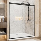 60  Black Sliding Shower Door W  Tempered Glass   Dual Handles - Adjustable