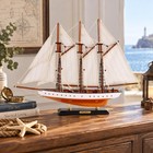 19-inch Atlantic Sailboat Deco  Wooden Schooner Model Ship  Yacht Replica  Nauti
