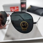 New Ray-ban 3025-58mm Lens Aviator Sunglasses Black Frame Grey Lenses