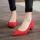 Womens Slip On Pointed Toe Pumps Block Heel Court Ol Office Shoes Plus Size