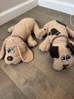 Vintage Tonka Pound Puppies Plush Dogs Lot Of 2 Medium Tan Brown 1985 Puppy Set